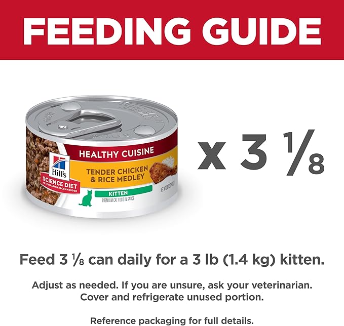 Hill's Science Diet Healthy Cuisine, Kitten, Great Taste, Wet Cat Food, Chicken & Rice Stew, 2.8 oz Can, Case of 24