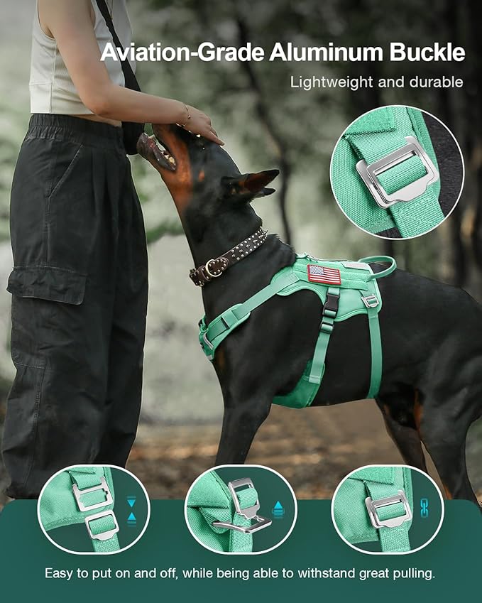 FAYOGOO Tactical Dog Harness for Medium Breed - Mesh Breathable Dog Harness Escape Proof with Handle - No Pull Military Service Dog Vest with Removable Patches for Walking,Training,Hiking