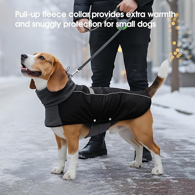 ASENKU Dog Coat, Dog Winter Jackets with Fleece Turtleneck, Windproof, Reflective Pet Snow Jacket for Cold Weather, Coats for Extra Large Size Dogs Black, XXXL
