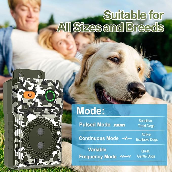 Anti Barking Device for Dogs, Rechargeable Ultrasonic Dog Barking Control Devices Up to 50 Ft Range with 3 Modes, Barking Silencer Sonic Barking Deterrent Indoor/Outdoor Safe for Dog & People