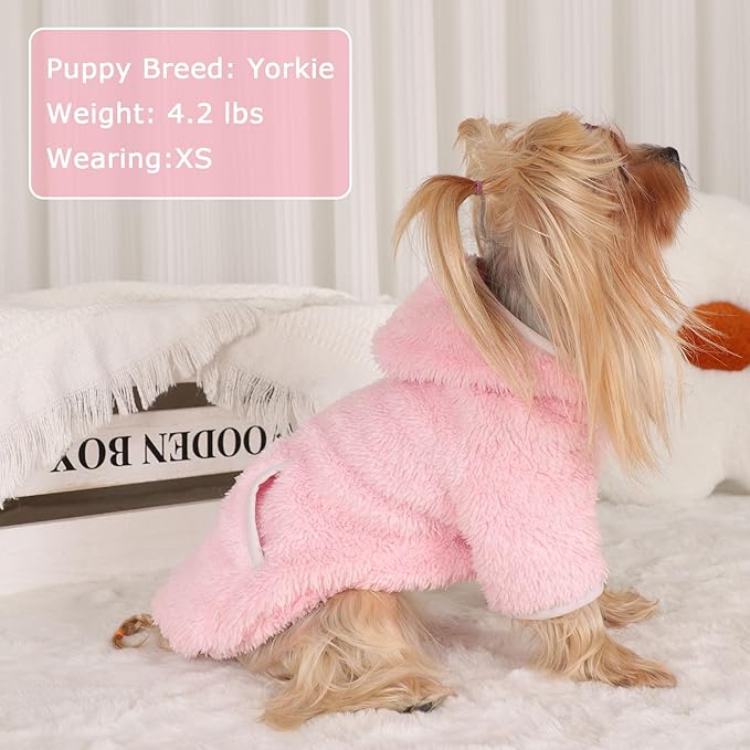 Dog Sweater Dog Winter Clothes for Small Dogs Boy Girl Pet Hoodies Puppy Cold Weather Coats Fall Doggie Sweatshirt for Chihuahua Yorkie Cat Sweater Costumes (Pink, X-Small)