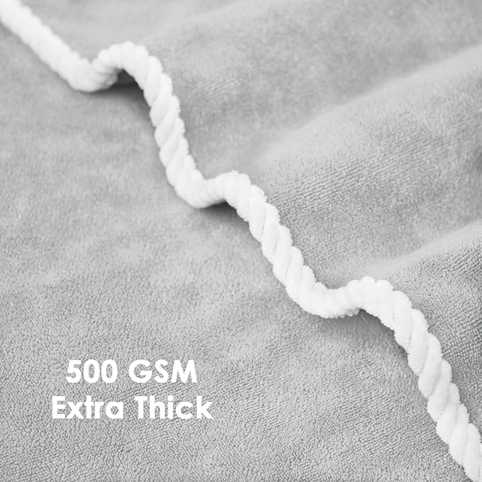 Dog Towels 2-PCS, 56x28inches Absorbent Soft Microfiber Towels for Drying Dogs Extra Large, Large, Medium, Small - Pet Bath, Grooming Towel(Adjustable Snaps, Grey)