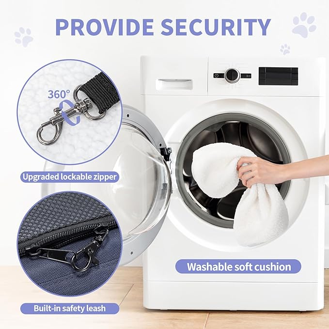 ‌Petsfit Airline Approved Pet Carrier for Small Cats, 15x8x10 TSA Approved Carrier, with Removable Dual-Sided Padding (2-Way Placement) - Fits Under Most Airplane Seats, Escape Proof (Navy)