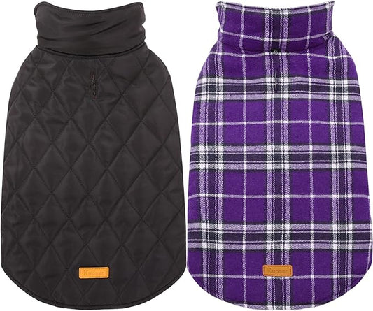 Kuoser Warm Dog Coat, Waterproof Dog Jacket for Extra Large Dogs, Adjustable Durable XXL Doggie Winter Coat Reversible Puppy Cold Weather Apparel from Small to Large Breed, Purple XXL