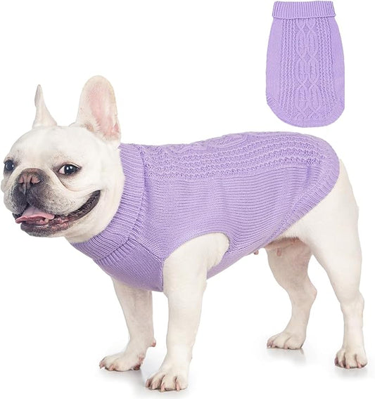 Stretchy Cat Sweater - 17 Colors & 6 Sizes | Snug Winter-Ready Knit for Boy/Girl Cats & Kittens(Purple, X-Large)