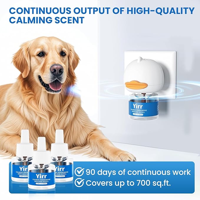 Dog Calming Diffuser, 6 in 1 Puppy Pheromones Calming Diffuser, Relaxing Pheromone for Dogs Relief Stress Anxiety Fighting Scratching Barking, Help Train Dog to Pee, 3 Diffuser 3 Refill(48ml)