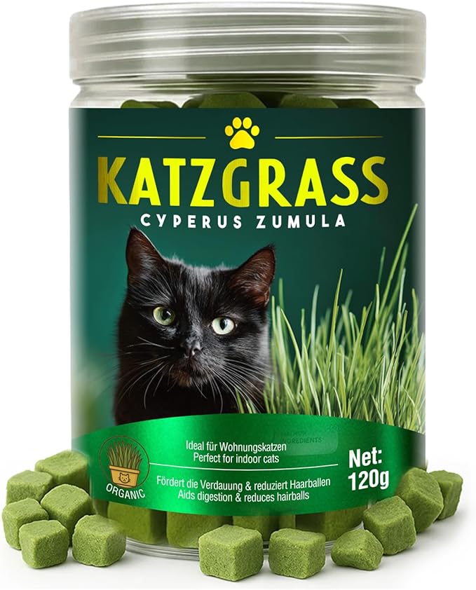 Cat Grass Treats, Natural & Health Cat Treats, Natural Hairball Relief & Teeth Cleaning Chews for Indoor Cats