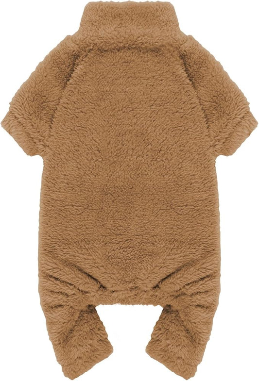 Fuzzy Dog Pajamas Turtleneck Pet Clothes Warm Soft Cozy Lightweight Pet Pjs Dog Sweaters for Small Dogs(Coffee-XS)