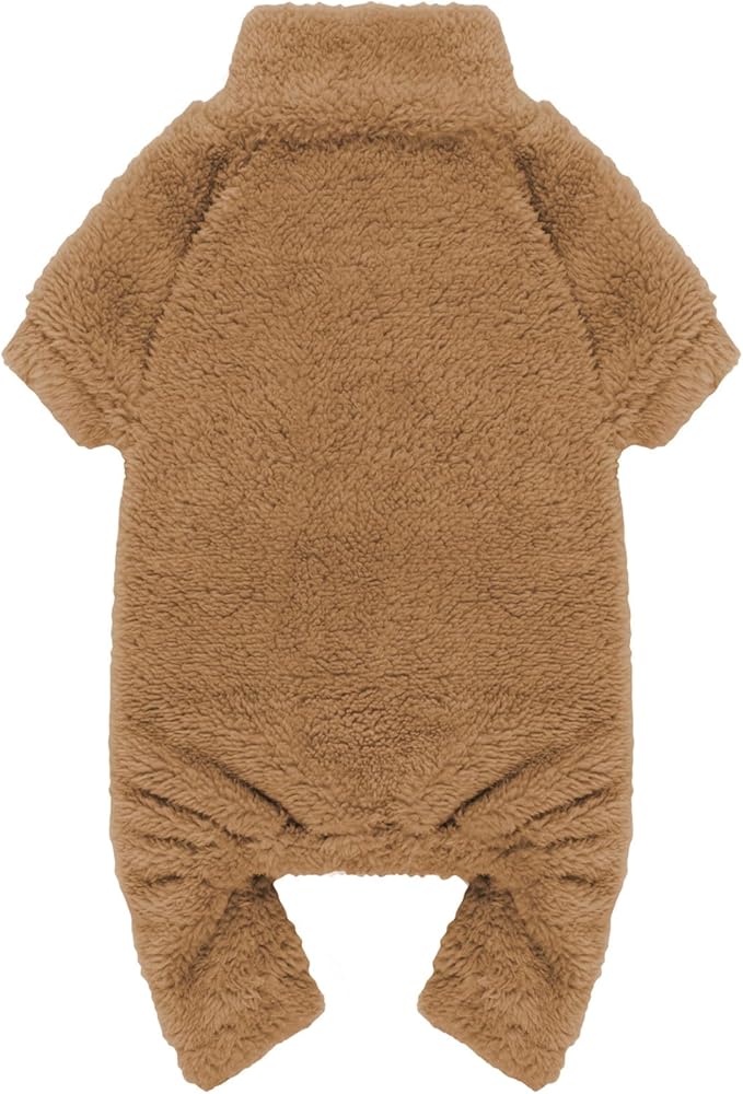 Fuzzy Dog Pajamas: Warm Soft Cozy Lightweight Turtleneck Dog Clothes for Small Dogs(Coffee-XXS)