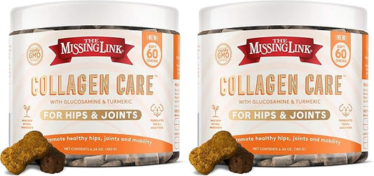 The Missing Link Collagen Care Hip & Joint Soft Chews 60ct - Daily Mobility & Anti-Inflammatory Support for Dogs (Pack of 2)