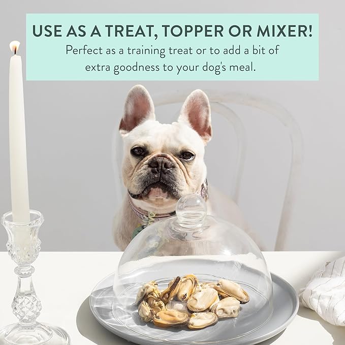 WOOF Freeze Dried Dog Treats - High Protein, Small & Large Dog, Natural, Topper, Treat, Green Mussels - 1.76 oz