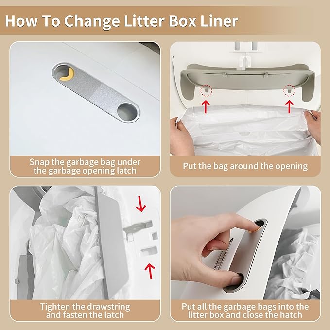 Replaced Waste Bags, Dxles Cat Litter Box Liners, 60 Count Heavy Duty Self-Cleaning Litter Box Liner Waste Receptacles Bags for Automatic Clean Kitty Litter Box -20" x 18"