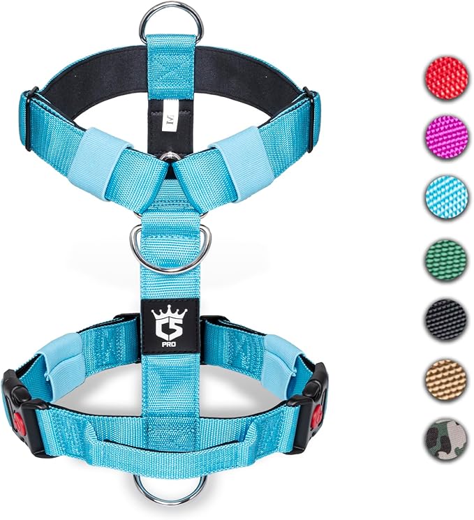 TSPRO Premium Heavy Duty Dog Harness, Adjustable Tactical Dog Harness for Large Dogs with Quick-Release Buckle and Comfortable Soft Handle for Outdoor Walking and Running (Blue M)