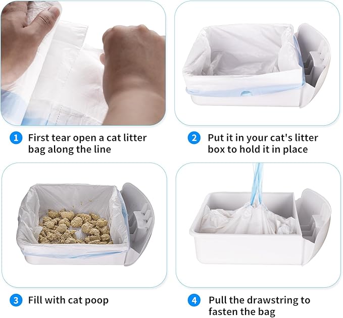 120 Count Extra Large Cat Litter Box Liners, Cat Litter Waste Receptacles Bags for Cleanpethome Self Cleaning Litter Box