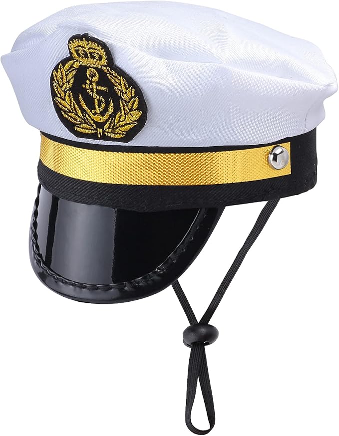 Yewong Pet Captain Costume Set Dog Cat Sea Sailor Hat with Pet Necktie/Bowtie for Cat Puppy Navy Halloween Cosplay Party Supplies Photo Props (Necktie Set-5)