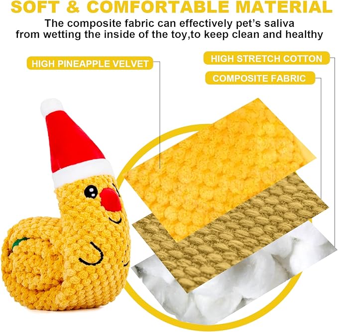 Christmas Deer Dog Toys - Plush Snuffle & Squeaky Toys for Puppy Teething & Small, Medium, Large Dogs