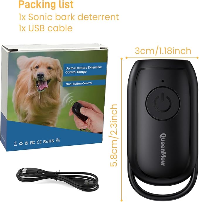 Anti Barking Device,26FT Dog Barking Control Devices,Portable Dog Barking Deterrent Devices,Handheld No Bark Dog Barking Control Device,Dog Behaviour Corrector IPX2 Waterproof Indoor & Outdoor Use