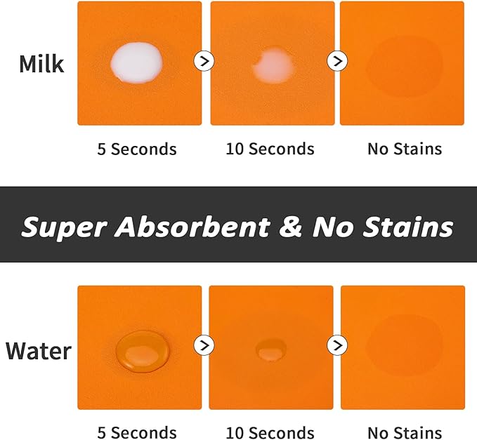 Pet Feeding Mat - Absorbent Dog Mat for Food and Water, No Stains Cat Bowl Mat, Easy to Clean Pet Placemats, Quick Dry Dog Water Dispenser Mat for Messy Drinkers | Paw Orange 16"x 24"