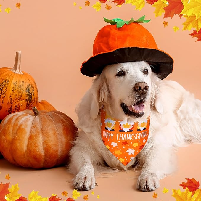 Newwiee 100 Pcs Thanksgiving Day Dog Bandanas Bulk for X-Large Dogs Fall Pumpkin Maple Leaf Triangle Bandanas Bibs Adjustable Pet Scarf Holiday Soft Breathable Thanksgiving Scarf Accessories for Puppy