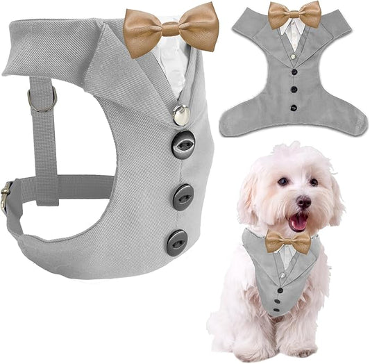 AVERYDAY Dog Tuxedo for Wedding Outfit, Dog Suit and Tie Costumes for Birthday, Halloween, Cosplay, Christmas Party, Pet Formal Wear with Bowtie, Tux for Small Dogs, Chihuahua, Bichon, Maltese, Cats