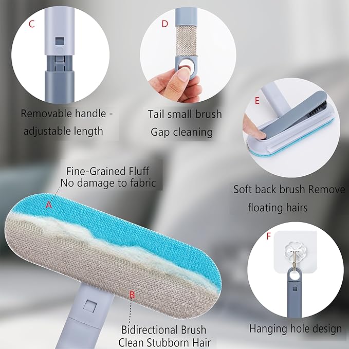 Pet Hair Remover for Furniture, 17.3Inch, Reusable Lint Brush for Dog and Cat Hair - Multifunctional Fur Removal Tool, Gentle on Couches, Carpets, Car Seat, Clothes, Bedding