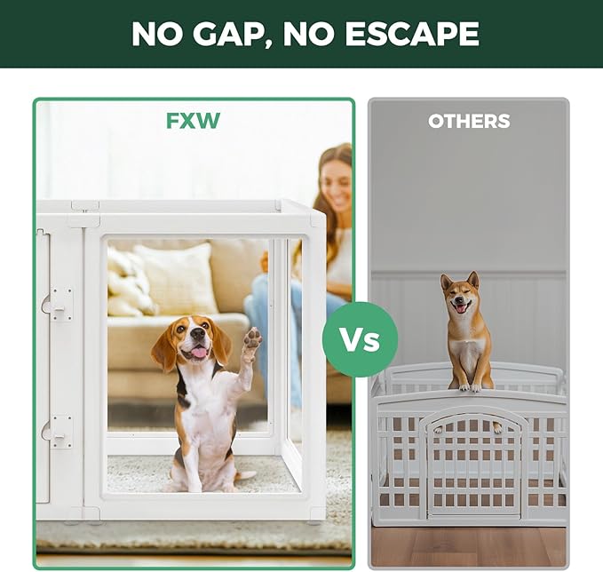 FXW AuraSpace Acrylic Indoor Dog Playpen for Medium Dogs, 35 Inch, 12 Panels, White
