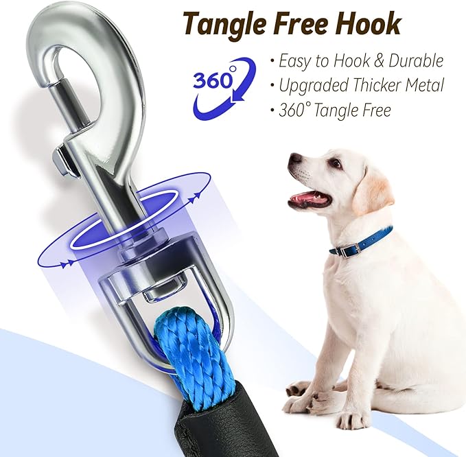 lynxking Check Cord Dog Leash Long Lead Training Tracking Line Comfortable Handle Heavy Duty Puppy Rope 10ft 15ft 30ft 50ft for Small Medium Large Dog Blue