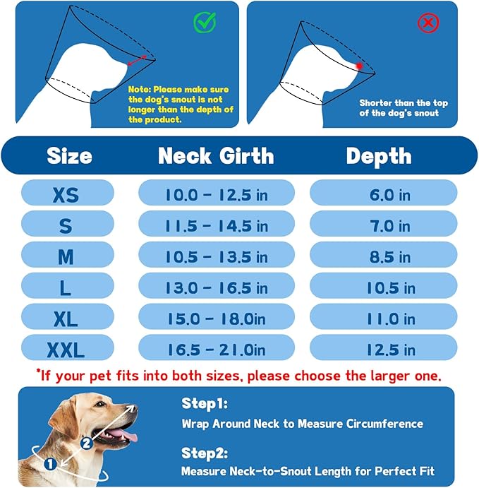 Soft Dog Cone Collar to Stop Licking, Comfortable Cones for Dogs After Surgery, Adjustabl Dog Recovery Collar for Large Medium Small Dogs