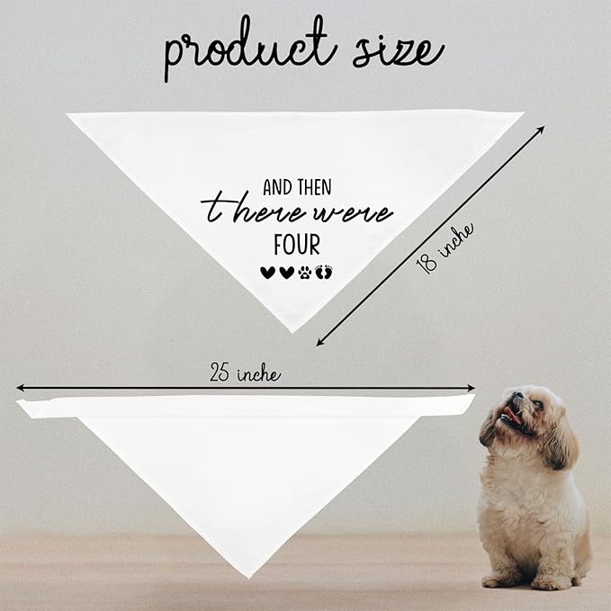 Baby Announcement Dog Bandana and Then There were Four Coming Soon Bandana Baby Announcement Photo Props Pet Scarf Accessories for Pet Dog Lovers Gifts