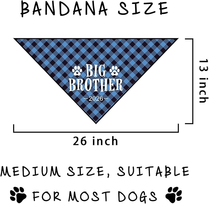 Big Brother 2026 Bandana for Dog Gender Reveal Bandana Pregnancy Announcement Photo Prop for Dog Lover Pet Scarf Accessories for Small Medium Large Dog
