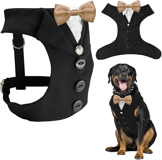 AVERYDAY Dog Tuxedo for Wedding Outfit, Dog Suit and Tie Costumes for Birthday, Halloween, Cosplay, Christmas Party, Pet Formal Wear with Bowtie, Tux for Medium Large Dogs, Bulldog, Labrador, Husky