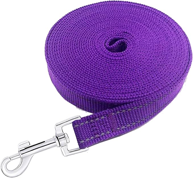 Nylon Training Dog Leash for Small Medium Dogs, 15ft 20ft 30ft 50ft 100ft Reflective Long Leash Dog/Puppy Lead for Obedience Recall Training, Camping