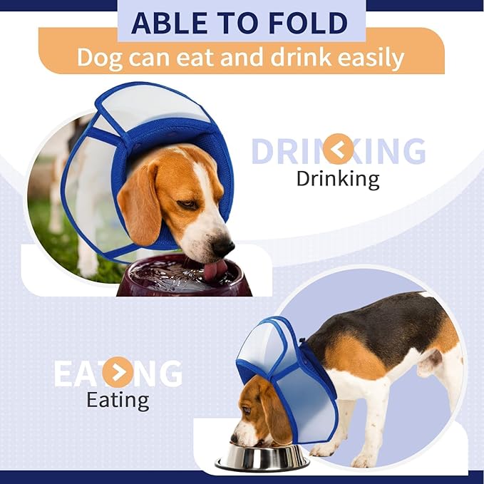 Allroaring Dog Cone Alternative, Soft Dog Cones for Large Dogs, Adjustable Doggie Recovery Cone Collar Comfy Pet Elizabethan Collars to Stop Licking for Wound Healing Care Spay Neuter, Blue L