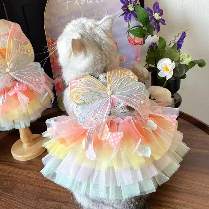 Cat/Small Dog Pretty Fairy Costume Clothing - Cute Dress Outfit for Spring Halloween Christmas Girl Party (XL)