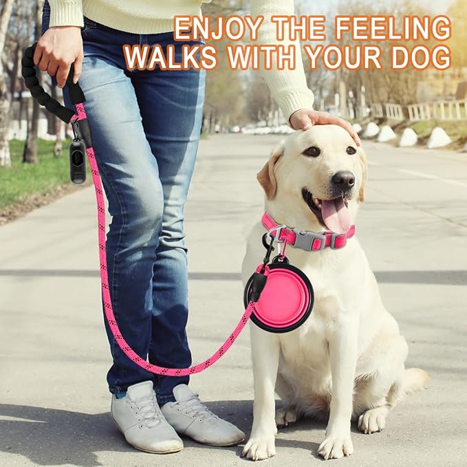 BARKBAY Dog Leashes for Large Dogs Heavy Duty Dog Leash 4/5/6 FT with Comfortable Padded Handle and Highly Reflective Threads for Medium Large Dogs Walking Training Running (4FT-1/2'',Pink)