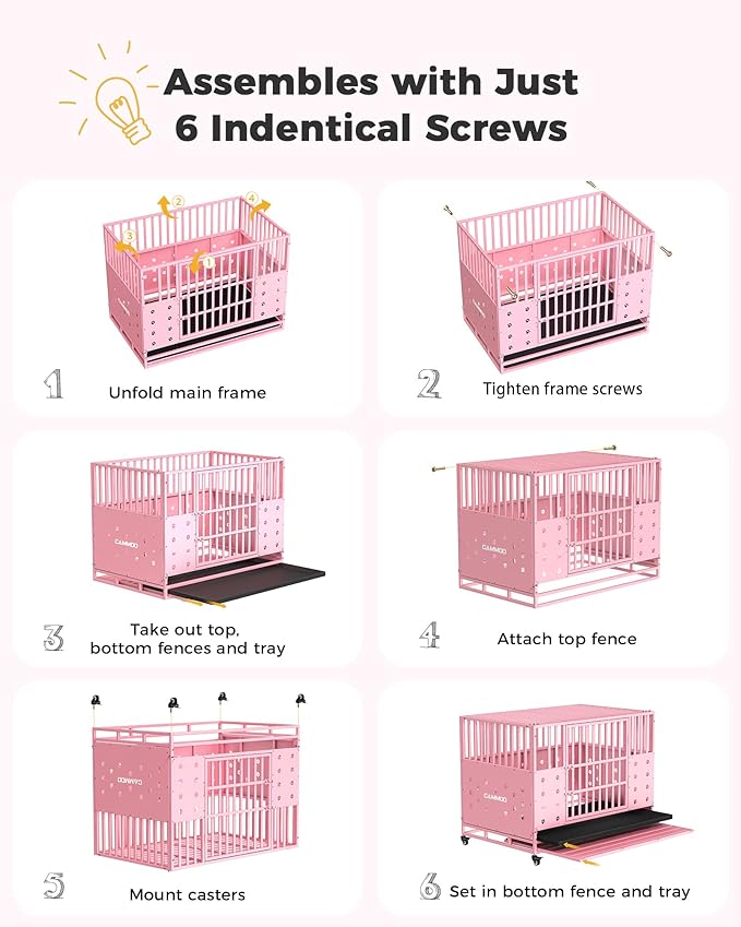 48'' Heavy Duty Dog Crate for Large Dogs, – Upgraded Chew-Proof Panels, Comfort-Widened Floor Panel, Dog Kennel Indoor, Adjustable Internal Height, Easy-Access Wide Door, 4 Lockable Wheels