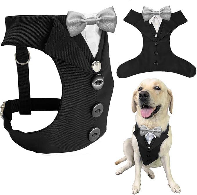 AVERYDAY Dog Tuxedo for Wedding Outfit, Dog Suit and Tie Costumes for Birthday, Halloween, Cosplay, Christmas Party, Pet Formal Wear with Bowtie, Tux for Medium Large Dogs, Bulldog, Labrador, Husky