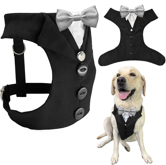 AVERYDAY Dog Tuxedo for Wedding Outfit, Dog Suit and Tie Costumes for Birthday, Halloween, Cosplay, Christmas Party, Pet Formal Wear with Bowtie, Tux for Medium Large Dogs, Bulldog, Labrador, Husky