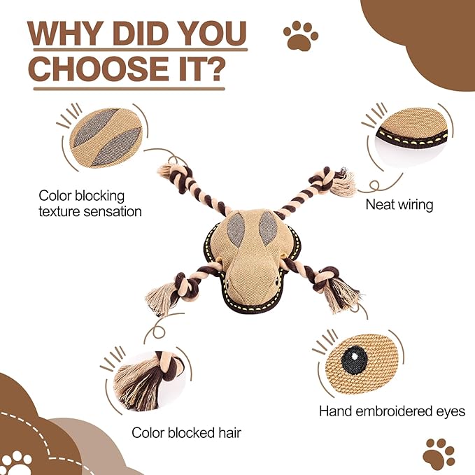 Tough Durable Squeaky Dog Toys for Aggressive chewers Interactive to Keep Them Busy, Funny Plush Dogs Toy for Small Medium Large (New Frog)