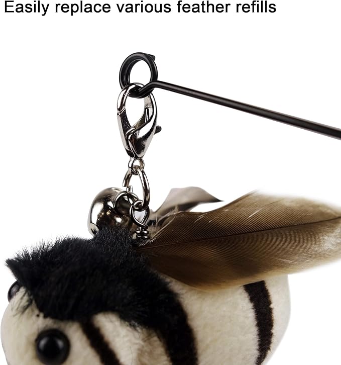 TTcat Cat Feather Toy Replacement Wand Refills, 10 Pcs Simulation Insects Bird Feathers