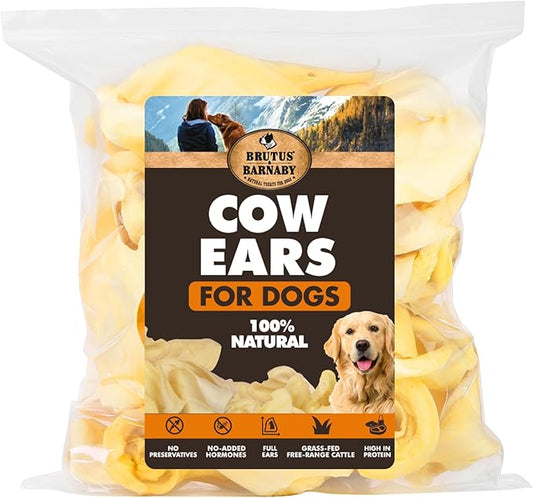 Cow Ears for Dogs – Thick Cut, Grass-Fed Angus Beef, All-Natural No-Rawhide Dog Treat Alternative