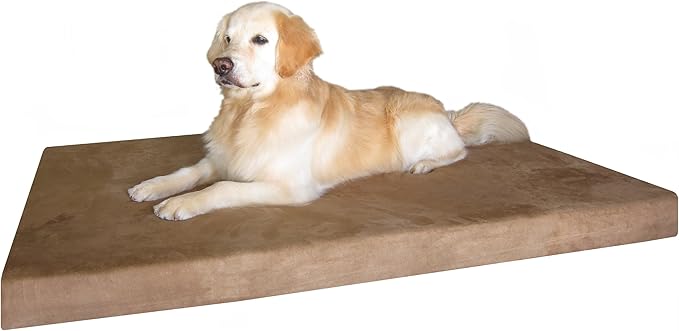 Dogbed4less Orthopedic Gel Infused Cooling Memory Foam Dog Bed for Large Dog, Waterproof Lining and Machine Washable Pet Bed Cover, XXL 55X37X4 Inches