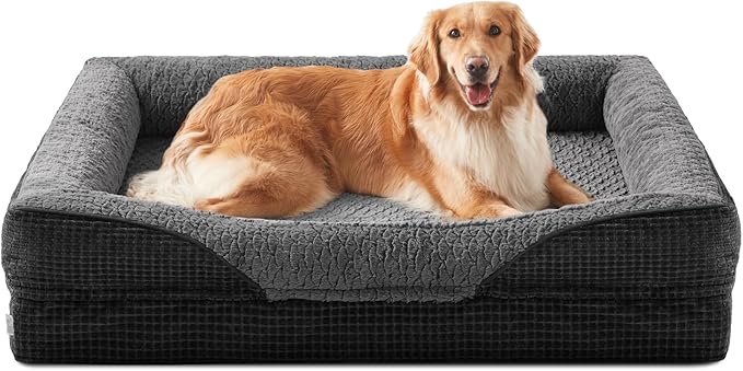 INVENHO Orthopedic Dog Beds Large Sized, XL Washable Egg-Crate Memory Foam Dog Couch Bed with Washable Removable Cover, Waterproof Lining and Nonskid Bottom
