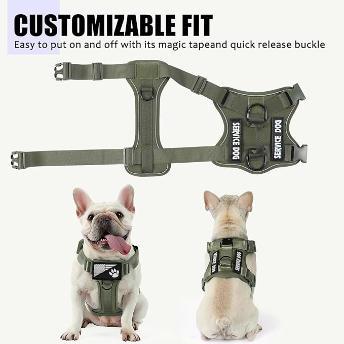 Demigreat Service Dog Harness, Reflective Dog Vest Harness with 5 PCS Patches, Adjustable Soft Oxford Pet Harness, Inner Layer Mesh, Easy to Control for Small Medium Large Dogs