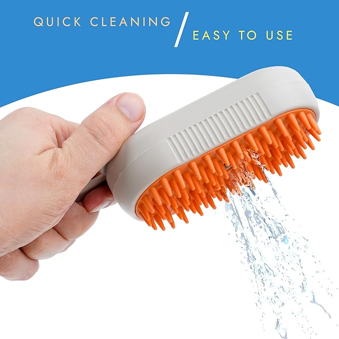 Pet Hair Removal Steam Brush With Enhanced Spray - Long Comb for Shedding - Cloud Care Water Brush for Long & Short Hair - Ideal for Indoor Cats & Dogs