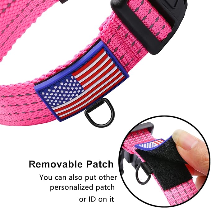 Martingale Collar for Training Dogs. Adjustable Reflective Collars with Buckle-USA Flag- NO Pull-Prevents Slipping Out, for Medium Large XL Dogs. Helps with Strong pullers (XL, Pink)