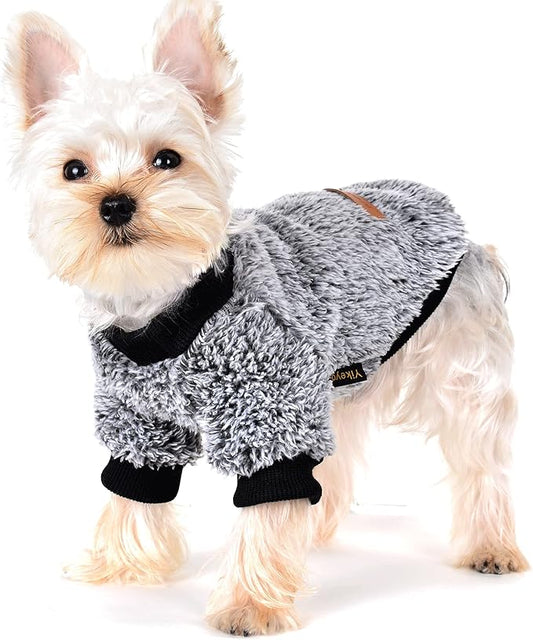 Dog Sweaters for Small Dogs Girl Male Dog, Sweater, Soft Fleece Pet Winter Clothes Boy Girl, Fuzzy Sweatshirts Flannel Jacket Puppy Coat(XXS, Black)