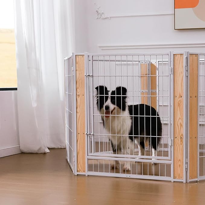 Heavy Duty Dog Playpen 35.4 Inch Height - Indoor Outdoor Pet Fence Enclosure for Medium and Small Dogs - Foldable Puppy Exercise Pen for Indoor and RV Camping or Yard (6 Panels, 35.4" H (White))
