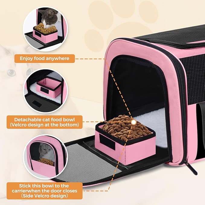 Cat Carrier, Dog Carrier for Small Dog Medium Cats,Pet Travel Bag Puppies up to 15 Lbs,TSA Airline Approved Cat Carrier Soft