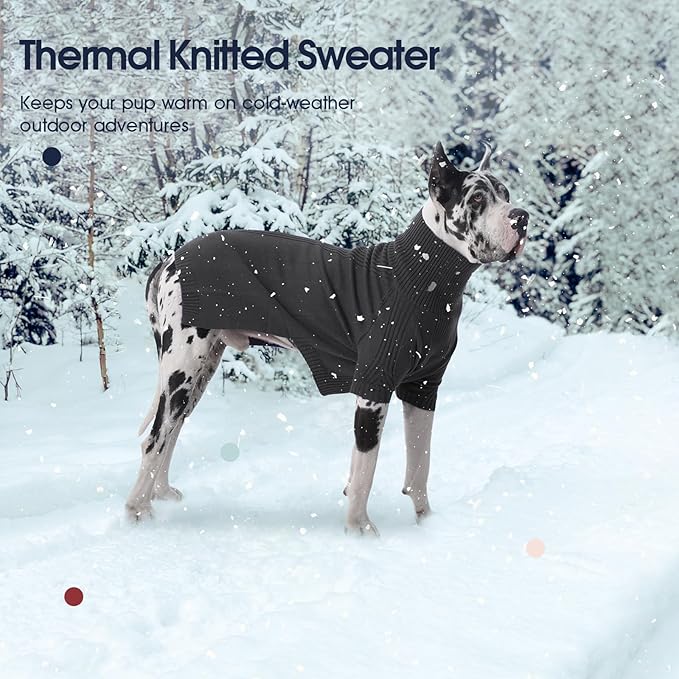 IECOii XL Dog Sweater,Winter Doggy Clothes for Large Dogs Girl Boy,Warm Pullover Soft Dog Sweater Turtleneck,Lightweight & Good Stretch for Active Dogs Like Beagle,Border Collie (Grey,XLarge)